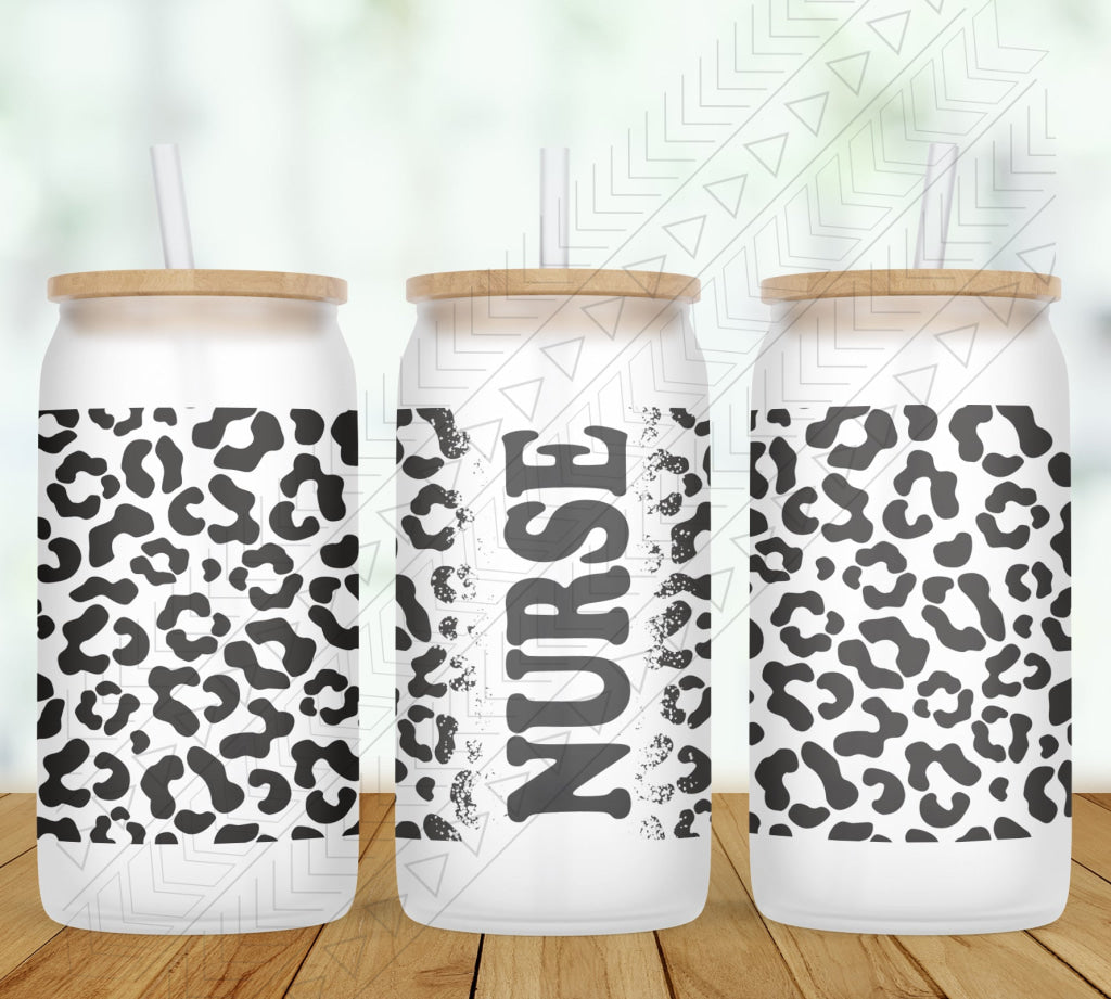 Leopard Print Personalized Glass Can