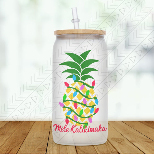 Mele Kalikimaka Holiday Pineapple Glass Can