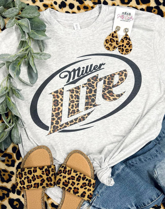 Miller Lite Leopard Grey Tee