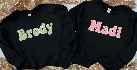 *DTG* Kids Customized Name Black Sweatshirts