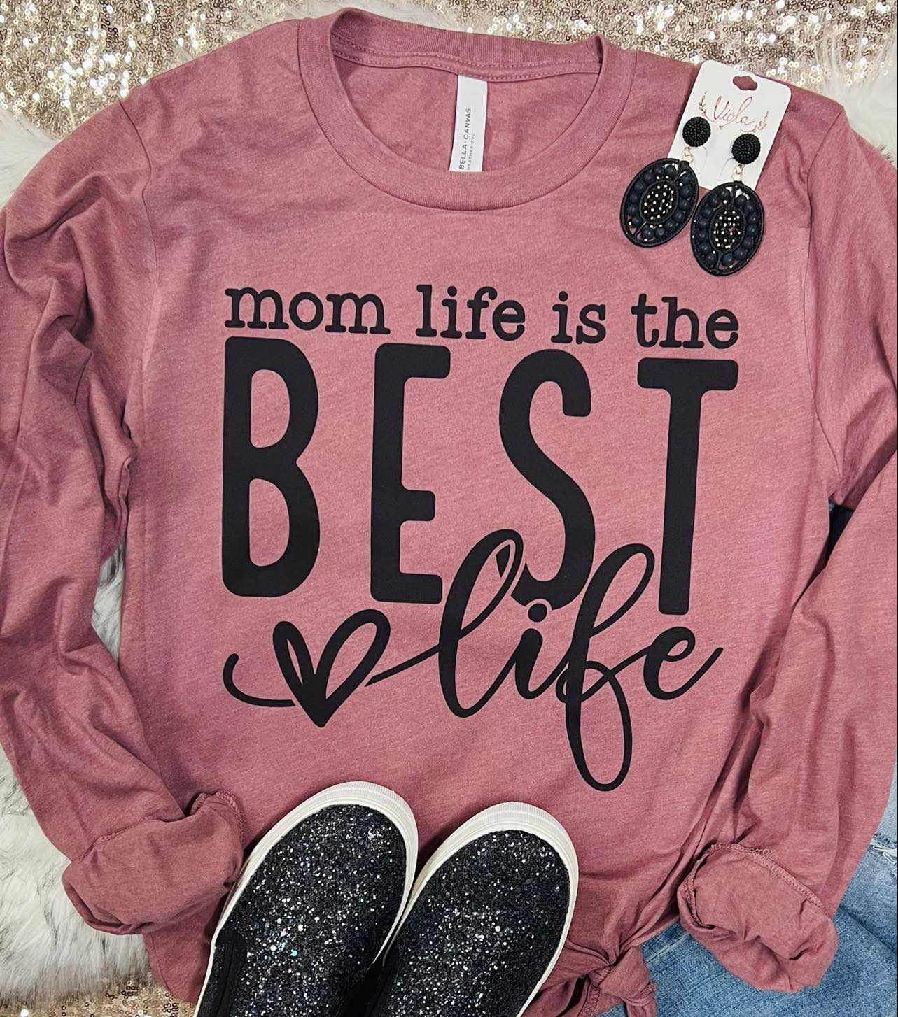 Mom Life is the Best Life Mauve Long Sleeve Tee