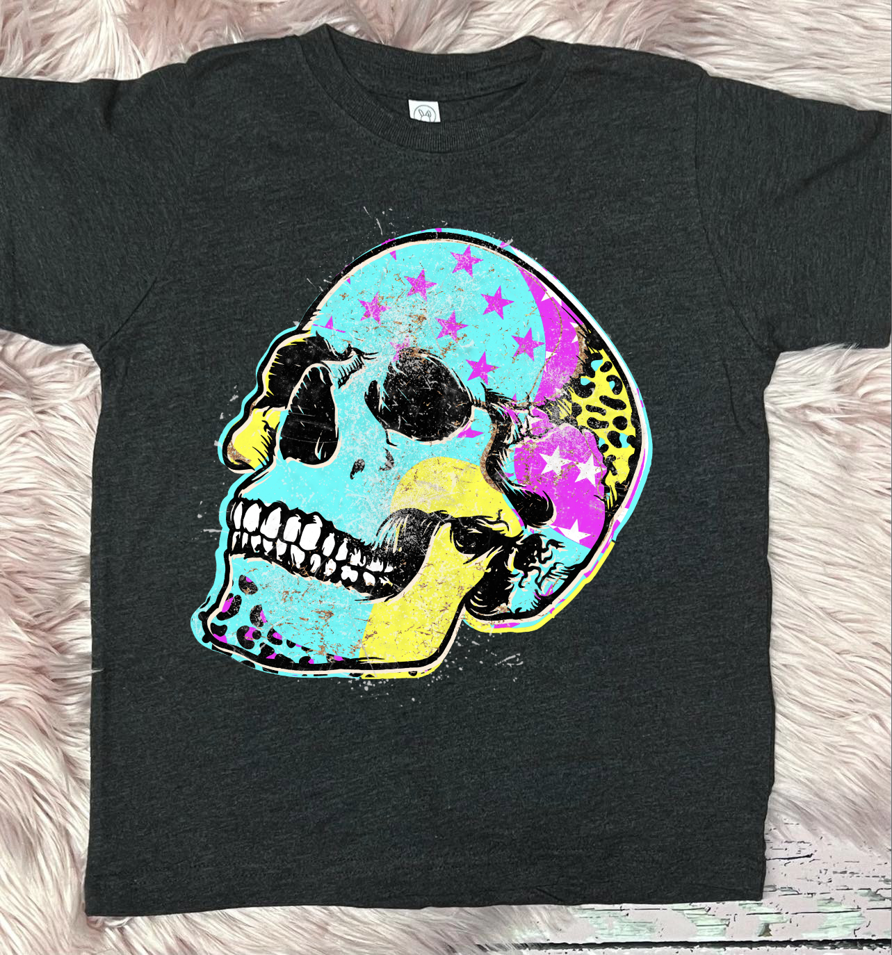 *DTG* Kids Neon Skull Dark Grey Tee.