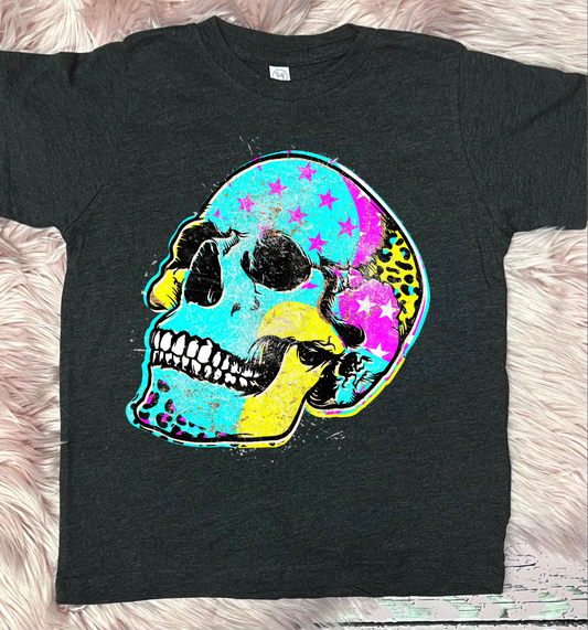 *DTG* Kids Neon Skull Dark Grey Tee.