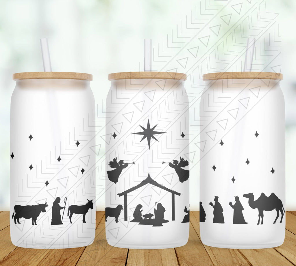 Nativity Scene Glass Can