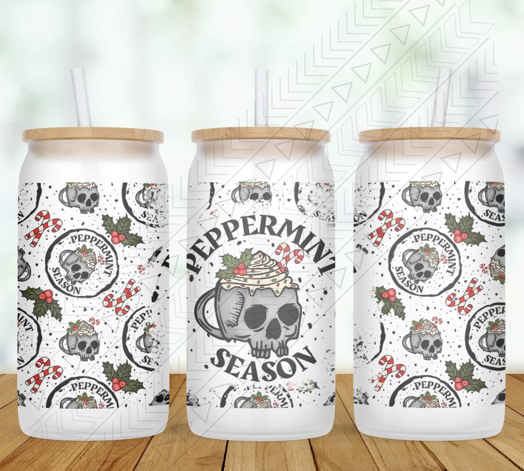 Peppermint Season Glass Can