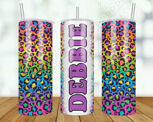 Personalized Rainbow Leopard Tumbler