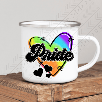 Retro Pride Heart Enamel Mug Mug