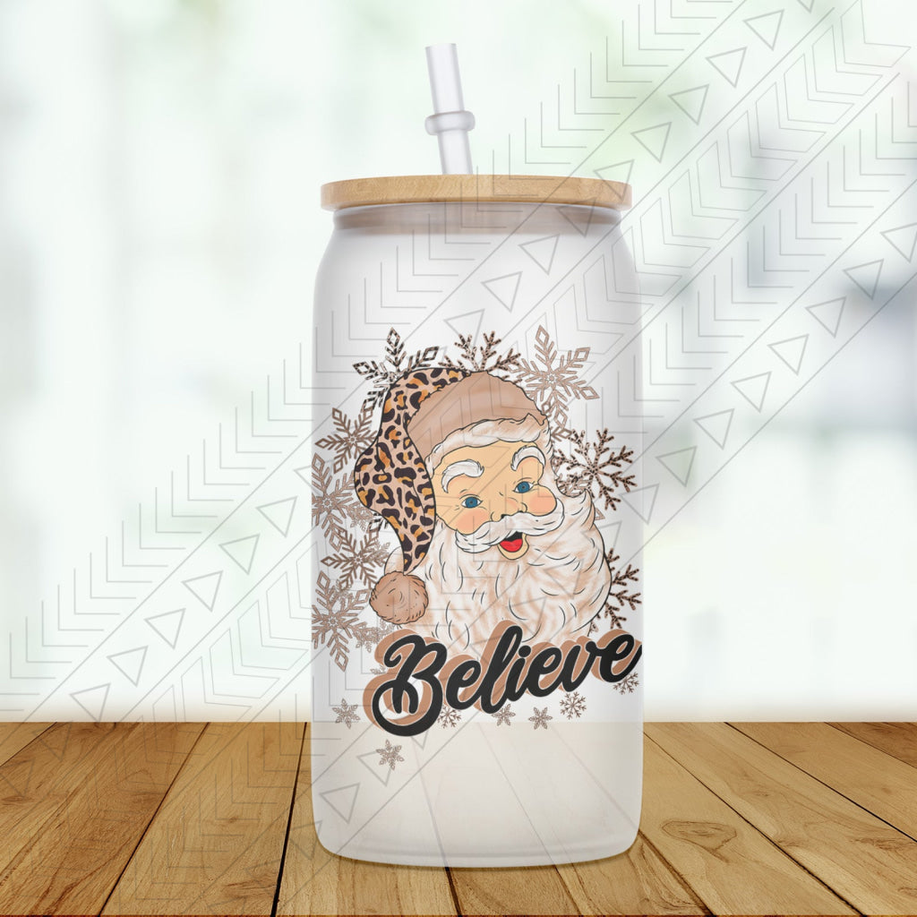 Santa Believe Glass Can