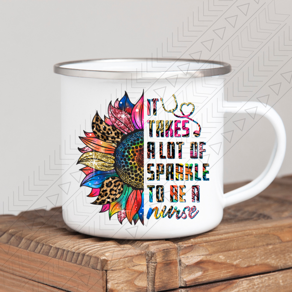 Sunflower Sparkle Nurse Enamel Mug Mug