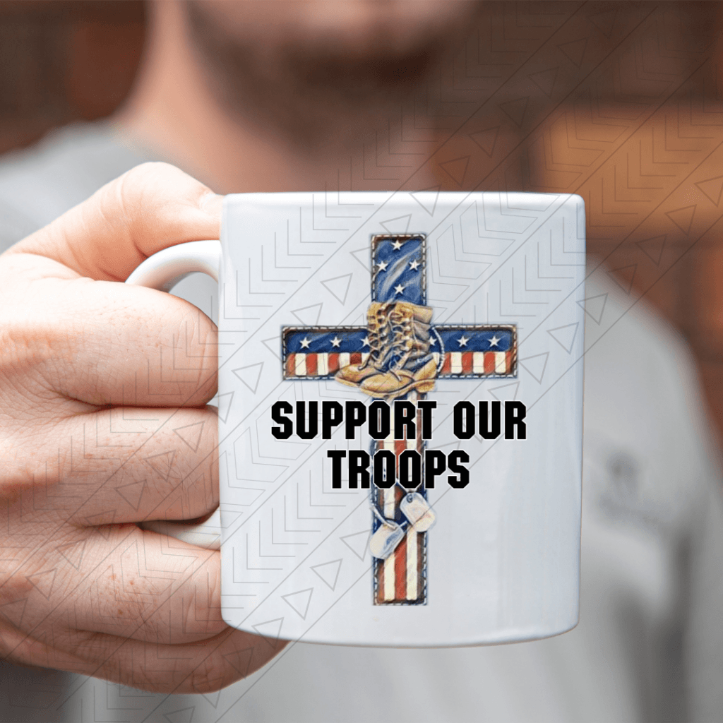 Support Our Troops Cross Ceramic Mug 11Oz Mug