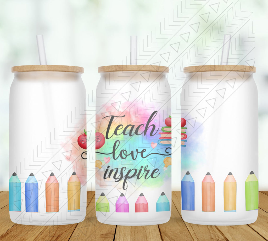 Teach Love Inspire Glass Can